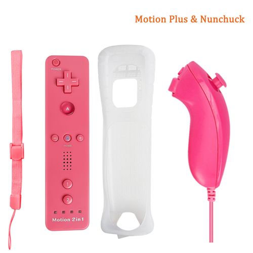 Nunchuck Rose - Tlcommande Motion Plus Intgre Pour Nintendo Wii, Tlcommande Wii, Manette De Jeu Sans Fil, Manette Dahchuck Wii Motion Plus
