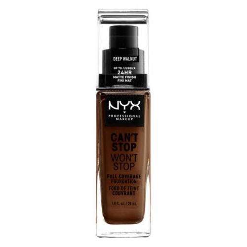 Nyx Professional Makeup - Can't Stop Won't Fond De Teint Liquide Couvrant Tenue 24h Waterproof, Fini Mat Fond De Teint Liquide Longue Tenue - Deep Walnut 30 Ml