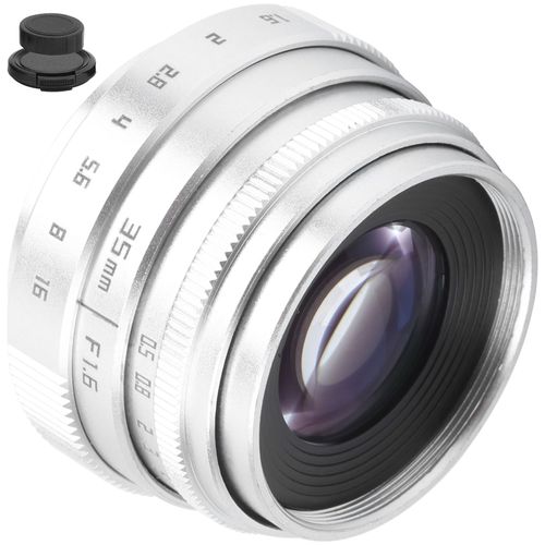 Objectif 35 mm f/1.6 a monture C, grande ouverture, mise au point manuelle fixe, accessoire pour appareil photo portrait, argent