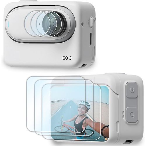Objectif et protecteur d'cran LCD pliable pour appareil photo Insta360 GO 3 (lot de 3 + 3), 0,28 mm, duret 9H, protection d'cran en verre tremp pour appareil photo Insta360 GO 3