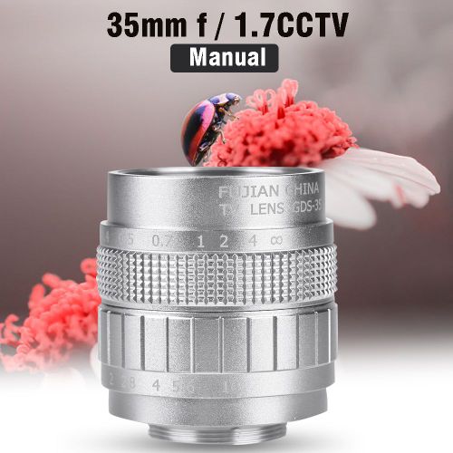 Objectif Fujian 35 Mm F/1.7 Cctv Tv A Mise Au Point Manuelle, Monture C, Accessoire Pour Cameras Sans Miroir