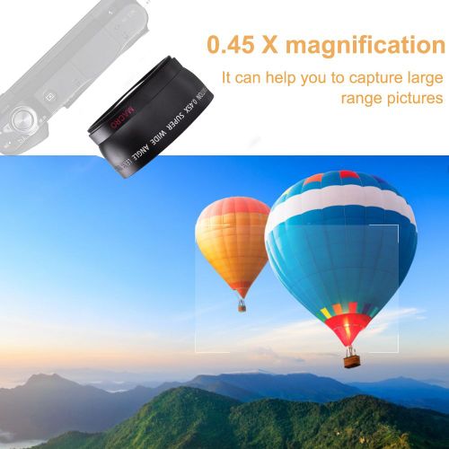 Objectif grand angle haute definition 0,45X avec conversion macro pour appareils photo reflex numeriques (52 mm)