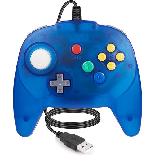 Ocan Bleu - Mini Contrleur Filaire Pour Jeux N64 Classiques, Manette De Jeu, Windows, Pc, Mac, Linux, Raspberry Pi 4, Console De Commutation, Version Usb