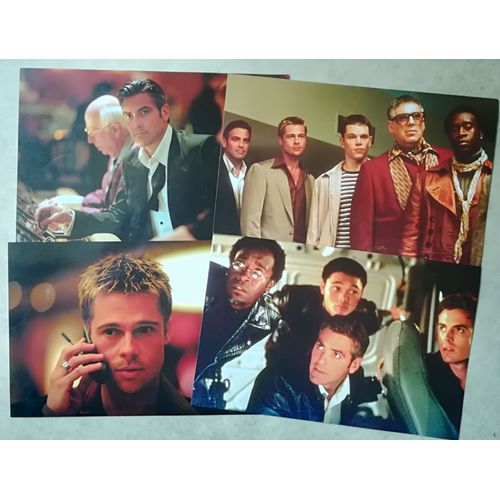 Ocean's Eleven / Steven Soderbergh / George Clooney / Brad Pitt / Julia Roberts / Matt Damon / Andy Garcia / Jeu De 4 Photos D'exploitation 25x16.5