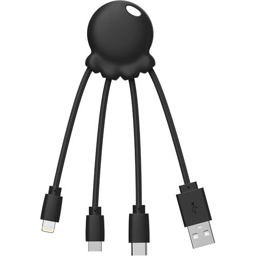 Octopus - Cble Multi Usb 4 En 1 En Forme De Pieuvre - Chargeur Universel En Plastique Recycl - Prise Usb-C, Lightning, Usb-A, Micro Usb Pour Smartphone - Noir