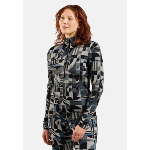 Odlo Haut Technique Semi-Zipp  Motif En Jacquard Merino Warm Pour Femme, S, Blue