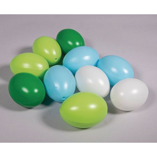 Oeufs En Plastique, 6cm , Bleu Vert, 4 Couleurs Assorties, Sachet 10 Pces