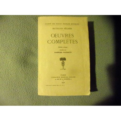 Oeuvres Compltes   de Mathurin Rgnier  Format Broch 
