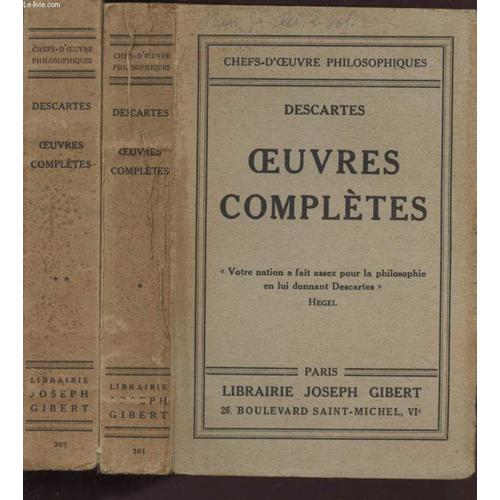 Oeuvres Completes / Tomes 1 Et 2 / Collection Chefs-D'oeuvres Philosophiques.   de DESCARTES