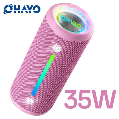 OHAYO X10MAX Haut-parleur Bluetooth 35 W - IPX7 tanche, son stro puissant, autonomie 24 heures, appairage TWS, lumires blouissantes, basses Violet