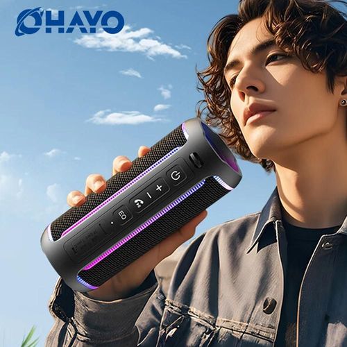 Ohayo X30 haut-parleur Bluetooth basse amliore haut-parleur Portable tanche avec lumires colores spectacle, quipement de fte de Camping en plein air Black