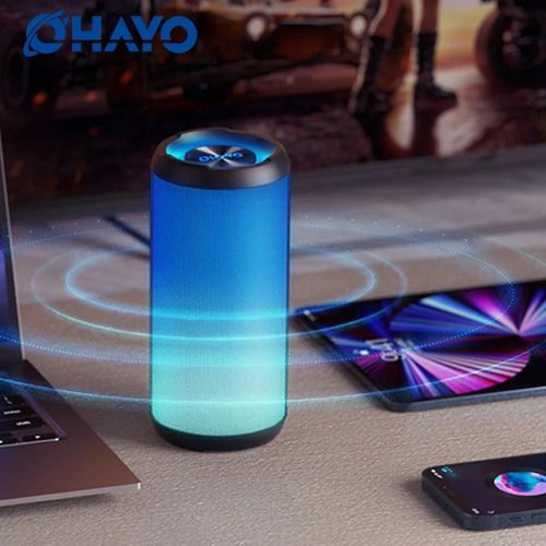 OHAYO X7 haut-parleur Bluetooth, haut-parleur tanche Portable sans fil avec lumires lgantes, prise en charge de la carte TWS/TF/USB/AUX, basses robustes Black