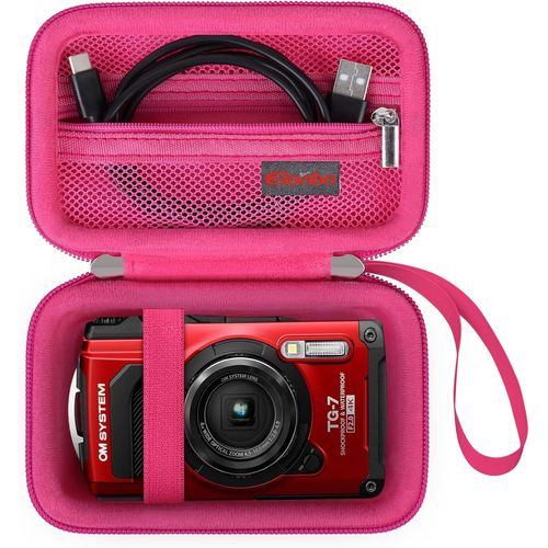 Om System Portable Case Robuste TG-7 Appareil Photo numrique/Om System olympu TG-7 Appareil Photo sous-Marin,Robuste WiFi 4K vido Appareil Photo numrique Sac de Voyage,Framboises
