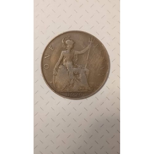 One Penny 1920 Georges 5 Excellent tat