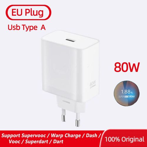 Oneplus-Chargeur D'origine Vooc Type-A,Adaptateur Super Vooc,Charge Rapide,Cble Usb 80w,100w,Pour One Plus 12 11 Nord Ce 3 10 Pro - Type Add 1m 100w Cable-80w Eu Charger