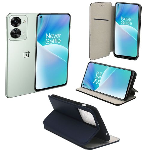 Oneplus Nord 2t / One Plus Nord 2t 5g Etui Protection Portefeuille Bleu  Rabat Avec Porte Cartes - Housse Folio Bleue Navy Coque Silicone Antichoc Smartphone 2022 - Accessoires Pochette Case