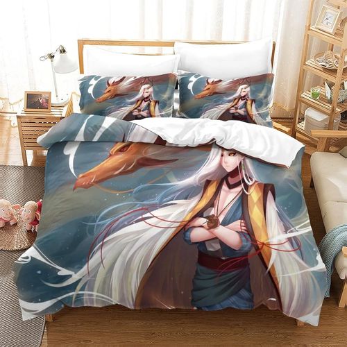 Onmyoji Ensemble Housse De Couett Imprim D Et Taie D'oreiller ,Ultra Doux Microfibre HypoallergNique Ensemble Housse De Couette Avec Fermeture Cla