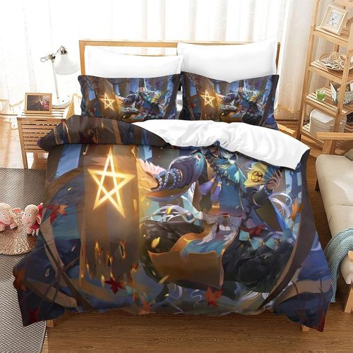 Onmyoji Ensemble Housse De Couett Imprim D Et Taie D'oreiller ,Ultra Doux Microfibre HypoallergNique Ensemble Housse De Couette Avec Fermeture Cla