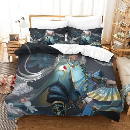 Onmyoji Ensemble Housse De Couett Imprim D Et Taie D'oreiller ,Ultra Doux Microfibre HypoallergNique Ensemble Housse De Couette Avec Fermeture Cla