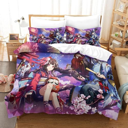 Onmyoji Ensemble Housse De Couett Imprim D Et Taie D'oreiller ,Ultra Doux Microfibre HypoallergNique Ensemble Housse De Couette Avec Fermeture Cla