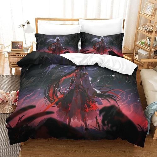 Onmyoji Ensemble Housse De Couett Imprim D Et Taie D'oreiller ,Ultra Doux Microfibre HypoallergNique Ensemble Housse De Couette Avec Fermeture Cla