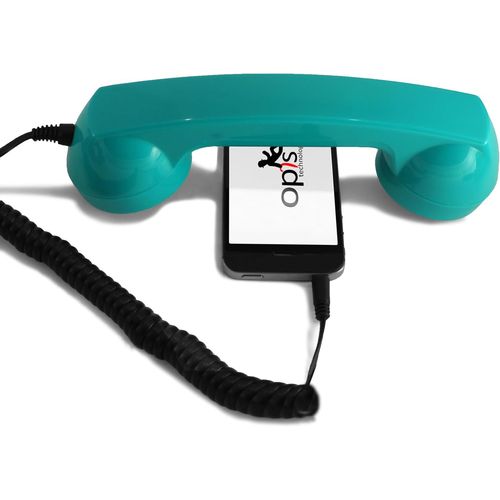 Opis 60s Micro - Combine Telephone Portable/Combin Tlphone Rtro/Casque Audio en Forme combin tlphonique pour Les Smartphones Android, Tablettes, Ordinateurs Portables, etc. (Turquoise)