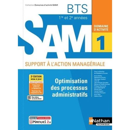 Optimisation Des Processus Administratifs Domaine D'activit 1 Bts 1re Et 2e Annes Sam    Format Grand Format 