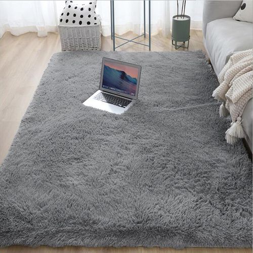 Optique-Tapis En Peluche Soyeux Et Moelleux Pour La Dcoration Intrieure,Tapis Rectangulaire Pour La Zone Des Enfants,Tapis De Pied De Canap Lea,Tapis De Jeu P - Type Light Gray-180x180cm 70x70in
