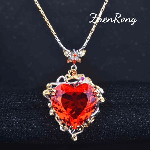 Or Textur Artisanat Fanta Pierre Pendentif Deux Couleurs Or Bleu De Mer Diamant Nid D'oiseau Coupe Jaune Collier De Diamants Femmes Lvn4065