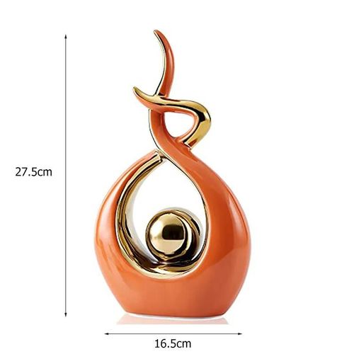 Orange-B - Sculpture Abstraite En Cramique, Statue Dore, Dcoration De Maison Moderne, Salon, Bureau, Accessoires, Cadeau Artisanal