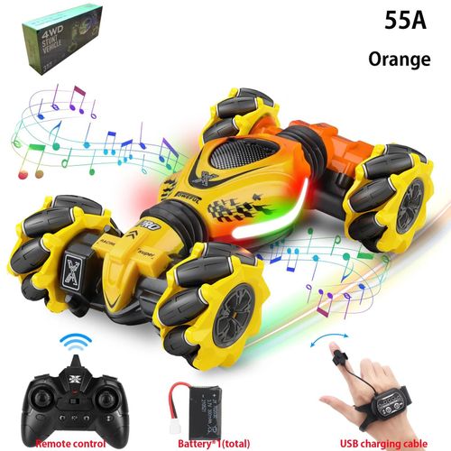 Orange DEUX RC 1B - Voiture de cascade RC  dtection de geste pour enfants, Jouets tlcommands, Lumires et musique, Tout-terrain, Rotation  2.4 , 6  12 ans, 360 GHz, Version manuelle