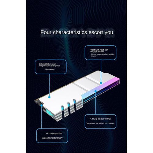 Ordinateur DDR4 DDR5 5V ARGB Sync Mmoire Radiateur PC RGB Color RAM Dissipateur Thermique Refroidisseur Cale De Refroidissement Ar