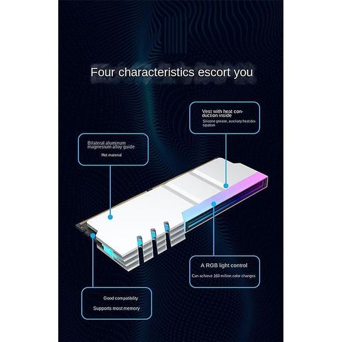 Ordinateur DDR4 DDR5 5V ARGB Sync Mmoire Radiateur PC RGB Color RAM Dissipateur Thermique Refroidisseur Cale De Refroidissement Armure Noir