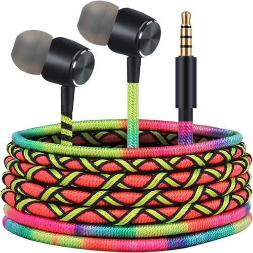 Oreillette Filaire couteurs Intra-Auriculaires Filaires Pour Enfants - Avec Tlcommande De Microphone Pour Iphone Smartphone Android Handmade Thread Tribe Arc En Ciel[ECO5241168]