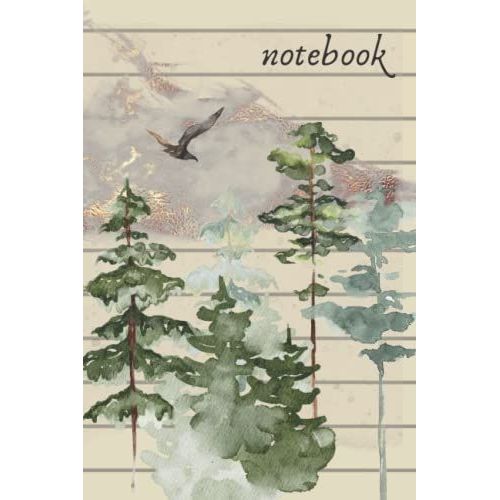Organic Winter Watercolor Compact Softcover Lay-Flat Notebook, 6
