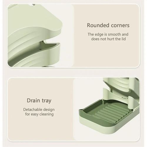 Organisateur De Couvercle De Casserole Pour Armoire 3 Niveaux Couvercle De Casserole Multifonctionnel Kaki