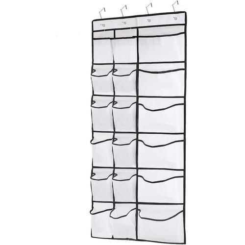 Organiseur De Chaussures  Suspendre Au-Dessus De La Porte Avec 12 Poches En Filet Et 6 Grands Compartiments De Rangement - Design Durable Et Peu Encombrant