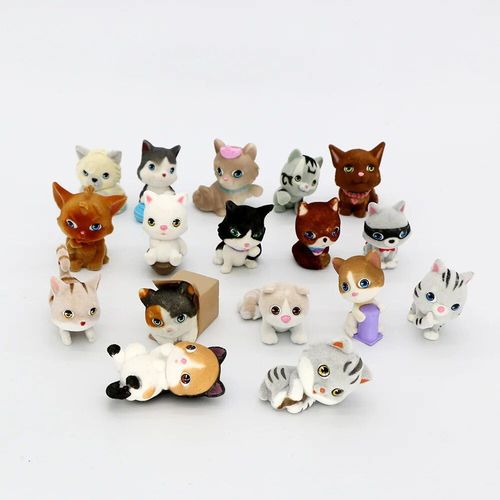 Ornements Chat Mignon Floqu Multi-Styles,Mini Ornements Cratifs Cadeau D'anniversaire Pour Fille - Type Different 6pcs