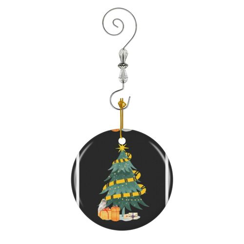 Ornements De Nol Harry P Hp Huffle Arbre De Nol Magique Maison Jaune En Cramique Avec Crochet Et Cristal- Dcorations Pour Sapin De Nol, Souvenirs