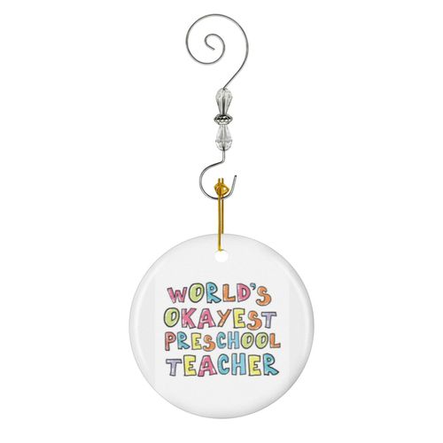 Ornements De Nol L'ide De Cadeau Pour Enseignant Prscolaire La Plus Correcte Au Monde En Cramique Avec Crochet Et Cristal- Dcorations Pour Sapin De Nol, Souvenirs