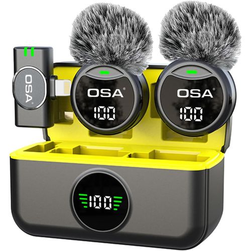 OSA Micro Cravate sans Fil pour iPhone et iPad, Lightning Mini Microphone sans Fil, Batterie de 40 Heures pour Enregistrement vido, interviews, podcasts, Youtube, Vlogs