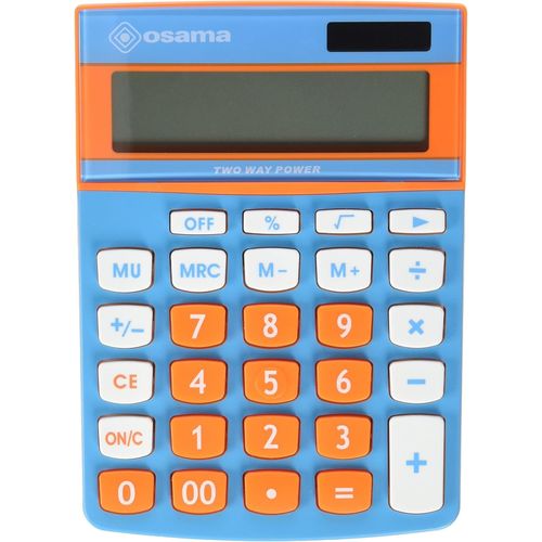 Osama, Metacolor - Calculatrice Bureau  12 Chiffres + cran Inclin En Mtal, Calculatrice College Et Lycee Avec Recharge Solaire - Calculette Idal Comme Fourniture Et Accessoire Bureau,Ciel/Orange