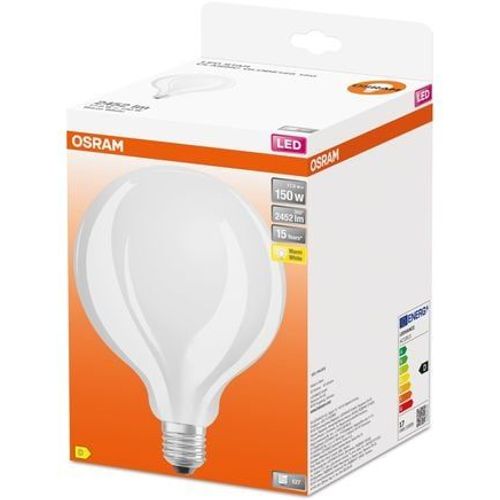 Osram Led Star Globe125, Ampoule Led  Filament Mat En Forme De Globe Avec Un Diamtre De 125mm, Culot E27, Blanc Chaud (2700k), 2452 Lumen, Remplacement Des Ampoules Conventionnelles 150w, 1-Pack
