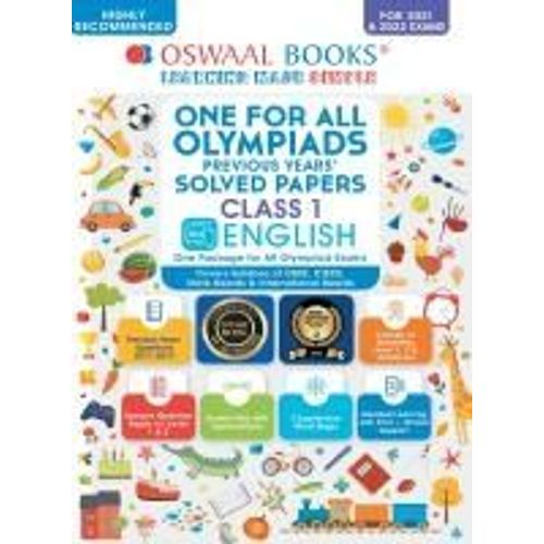 Oswaal One For All Olympiad Previous Years Solved Papers, Class-1 English Book (For 2021-22 Exam)    Format Broch 