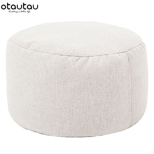 Otautau-Tabouret Rond En Lin Avec Remplissage,Pouf,Repose-Pieds,Hypothcaire Ami,Futon Puff,D30 Cm X H20 Cm,Jd001 - Type Beige White #A