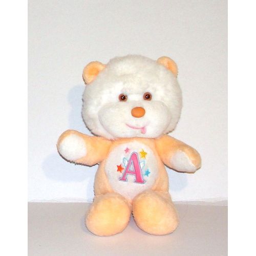 Ours Ange Blanc Et Saumon  Peluche Angeloso De Vir Valencia 38cm Vintage Anne 1980 