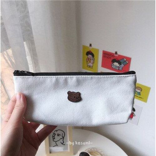 Ours Blanc - Sac  Crayons En Toile Brode, Jolie Bote De Rangement Corenne Pour Crayons, Papeterie, Cool