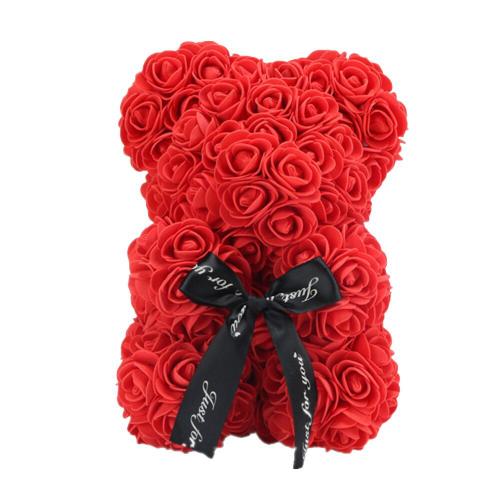 Ours En Roses Artificielles Pour Femmes, 23cm, Fausses Fleurs, Pour La Saint-Valentin, Nol, Pour Un Mariage