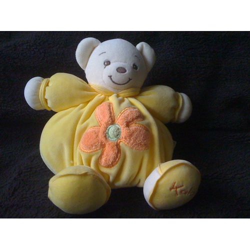 Ours Patapouf Boule Doudou Kaloo - Jaune Fleur Orange