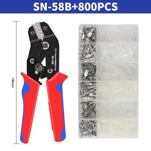 Outil De Sertissage  Cliquet Sn-58b Pince  Sertir Xh2.54/Dupont 2.54/2.8/4.8/6.3/Bornes Non Isoles/Virole 0.5-1.5 Mm/Awg23-16 - Type Sn-58b 800pcs #A